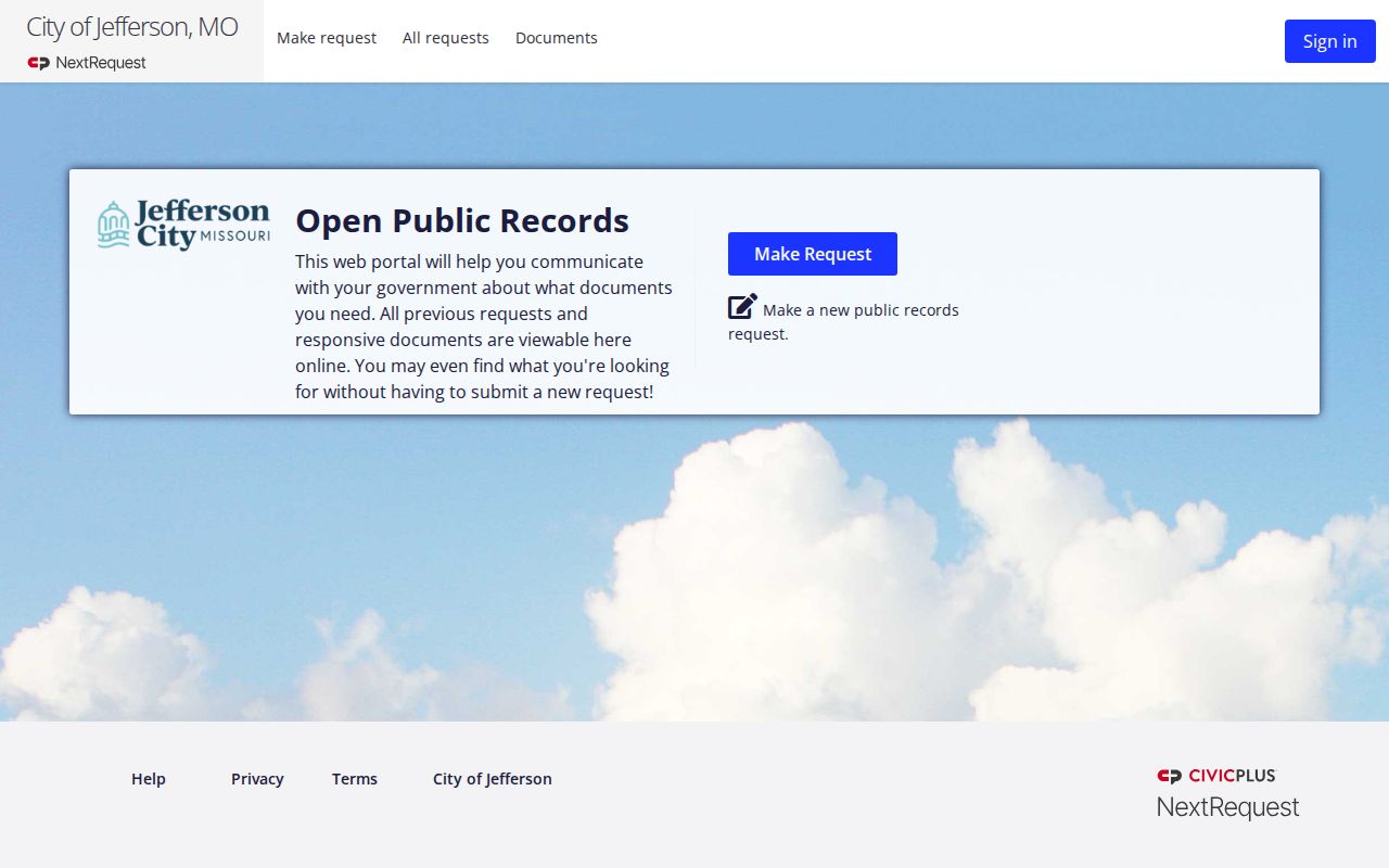 Jefferson City residents directory public records request portal