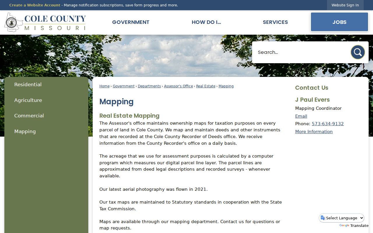 Jefferson City street directory Cole County mapping page